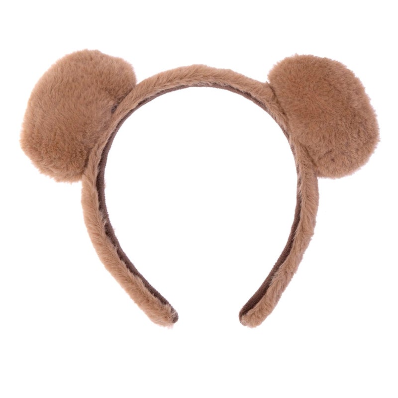 Vonokee ﻿Brown Bear Ears Headband Costume, Cute Care Movable Face Washing Headband,Soft Makeup Headband Plush Hair Hoops Hair Accessories - Image 3